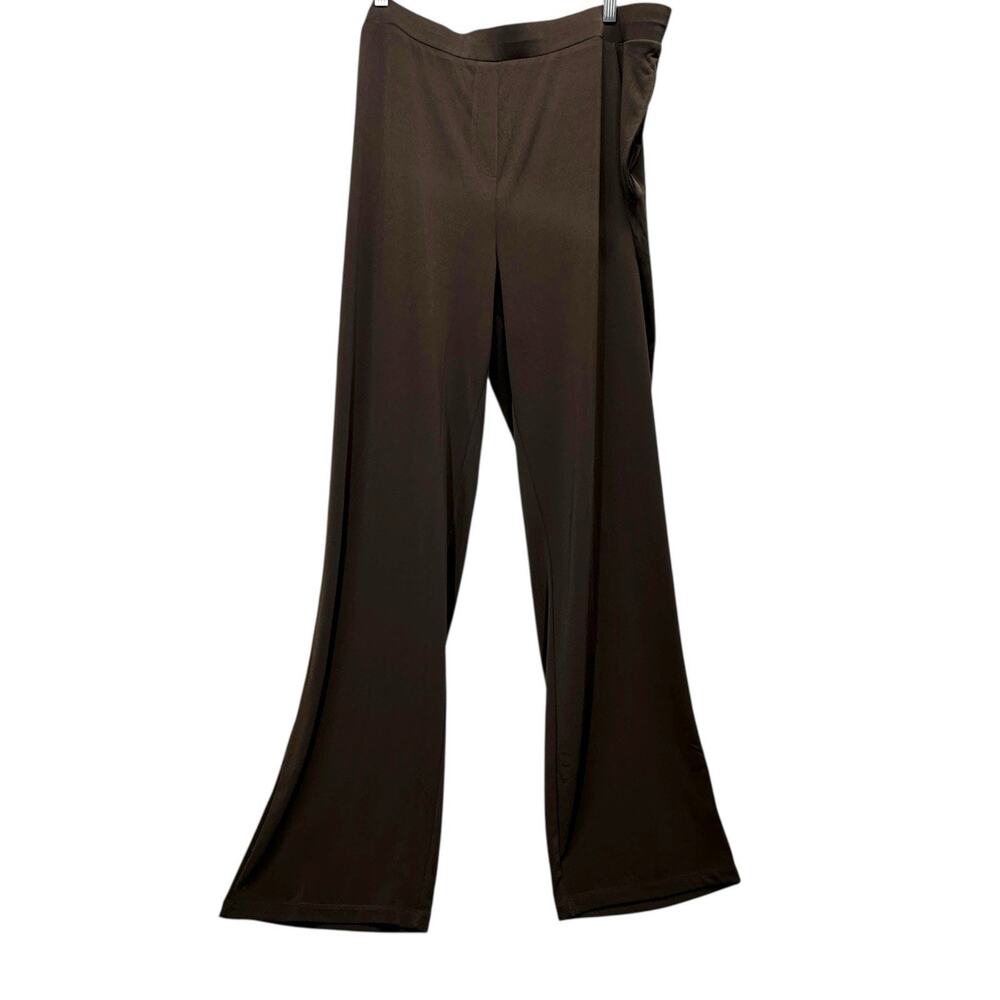Susan Graver Cocoa Brown Pants Womens 2X Tall Elastic Waist Stretchy Liquid Knit